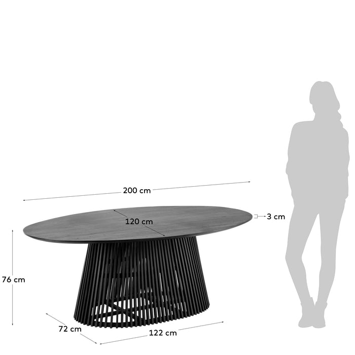 Mesa Jeanette madera maciza de mindi negro Ø 200 x 120 cm