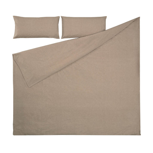 Set Dileta funda nórdica, bajera y funda almohada 100% algodón GOTS marrón 180 x 200 cm