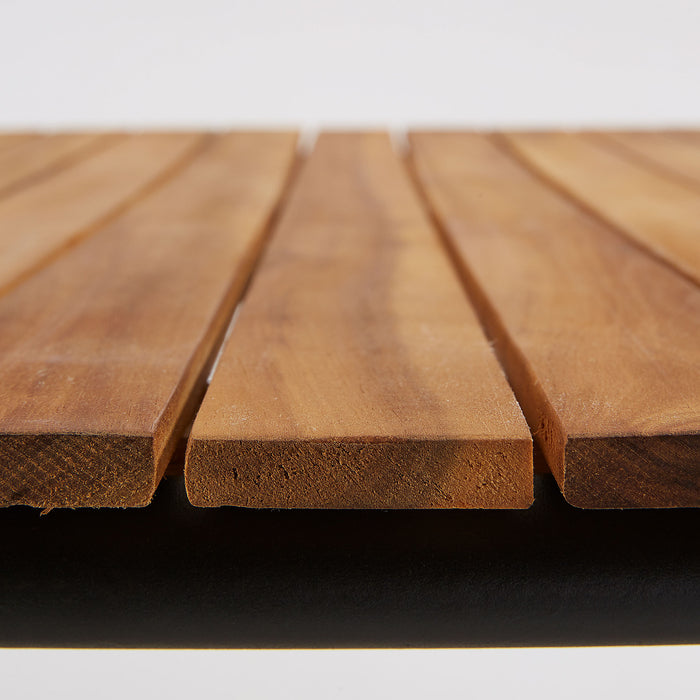 Mesa Soumaya 180 x 90 cm de madera maciza de acacia patas de acaero acabado negro FSC 100%