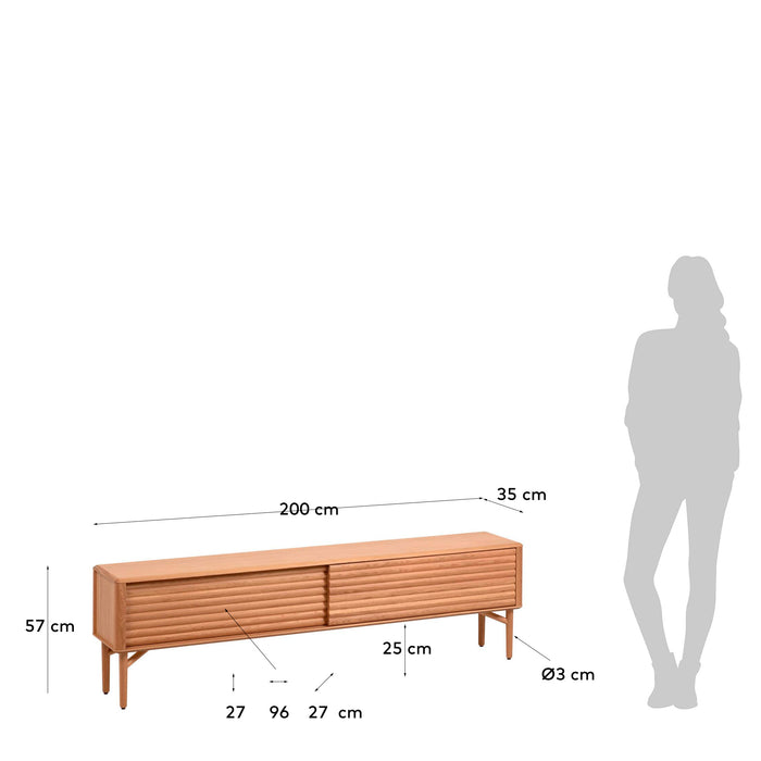 Mueble TV Lenon de madera maciza y chapa de roble 200 x 57 cm FSC MIX Credit