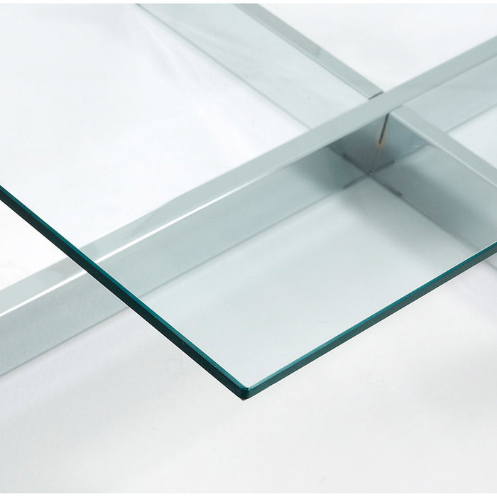 Mesa de centro Plam cristal transparente y estructura de acero acabado cromado 120 x 70 cm