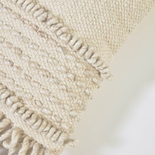 Funda cojín Marcie de algodón y lana blanco 30 x 50 cm