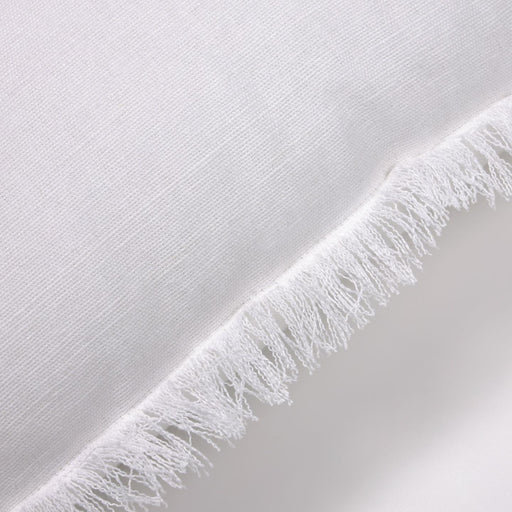 Funda cojín Almira algodón y lino flecos blanco 45 x 45 cm
