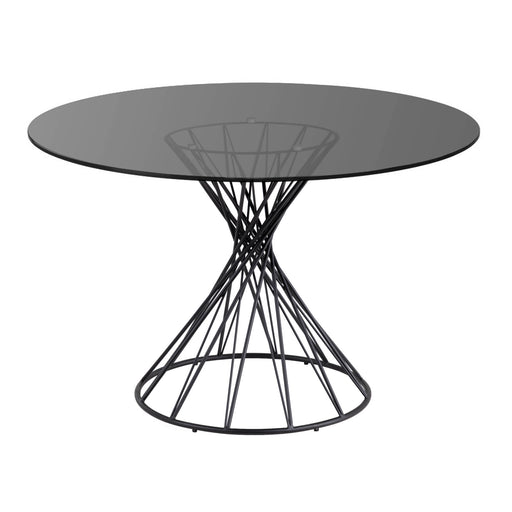 Mesa redonda Niut de cristal patas de acero acabado negro Ø 120 cm