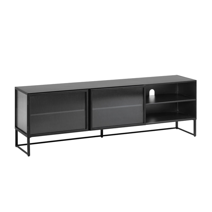 Mueble TV Trixie acero con acabado negro 180 x 58 cm