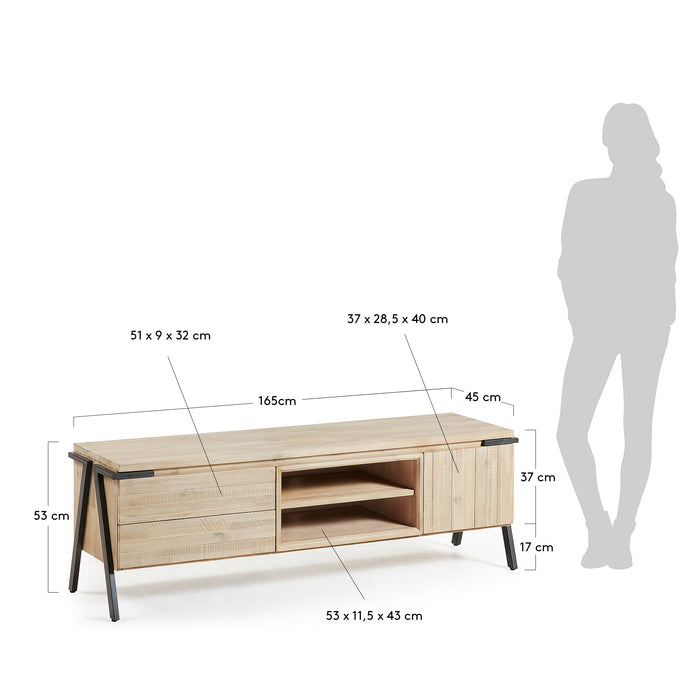 Mueble TV Thinh 165 x 53 cm de madera maciza de acacia