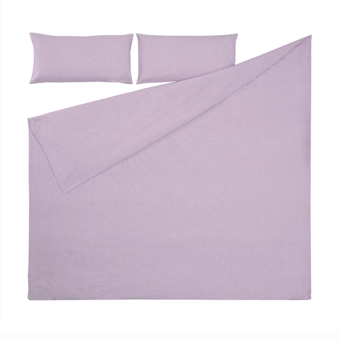 Set Dileta funda nórdica, bajera y funda almohada 100% algodón GOTS lila 150 x 190 cm