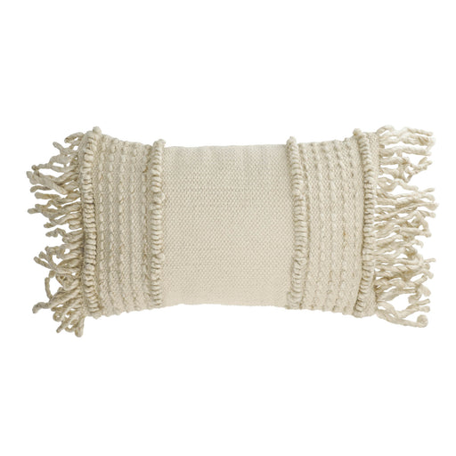 Funda cojín Marcie de algodón y lana blanco 30 x 50 cm