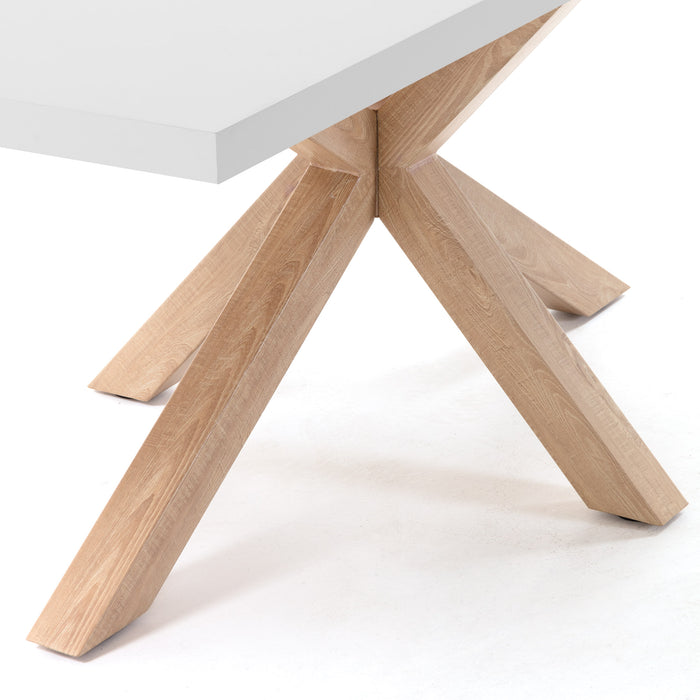 Mesa Argo 160 x 100 cm melamina acabado blanco patas de acero efecto madera