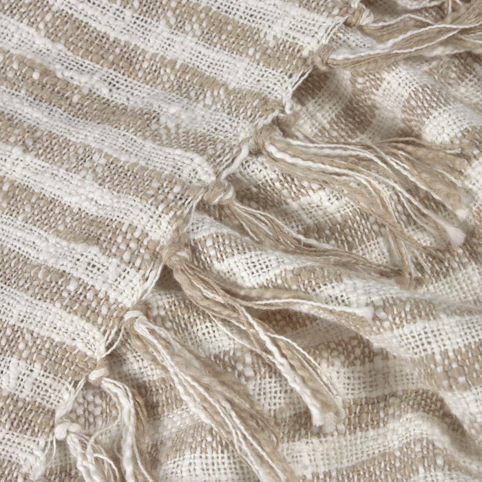 Manta Carola rayas 100% algodón marrón y blanco 130 x 170 cm