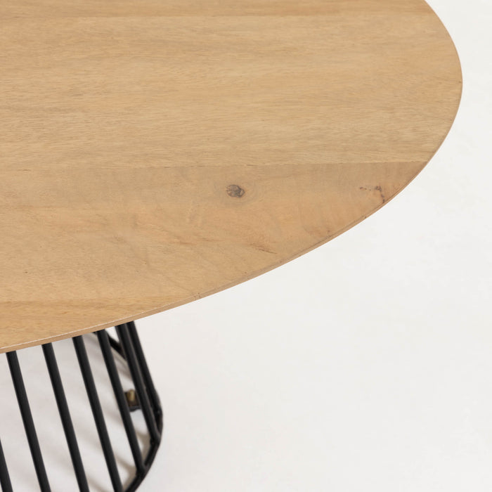 Mesa de centro Leska 120 x 65 cm madera maciza de mango y pie de acero acabado negro