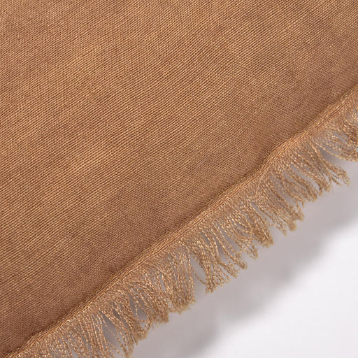Funda cojín Almira algodón y lino flecos marrón 45 x 45 cm