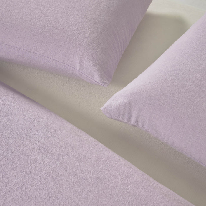 Set Dileta funda nórdica, bajera y funda almohada 100% algodón GOTS lila 180 x 200 cm