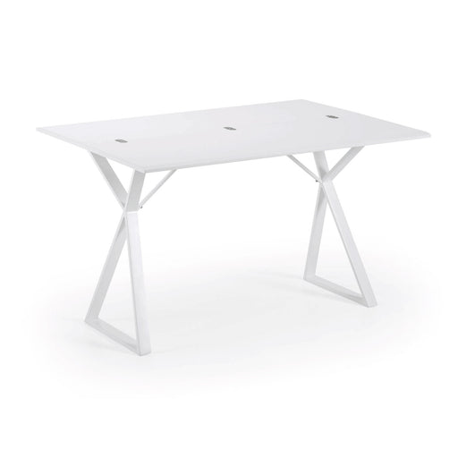 Consola mesa Kita 130 x 45 (90) cm con lacado blanco patas acero acabado blanco
