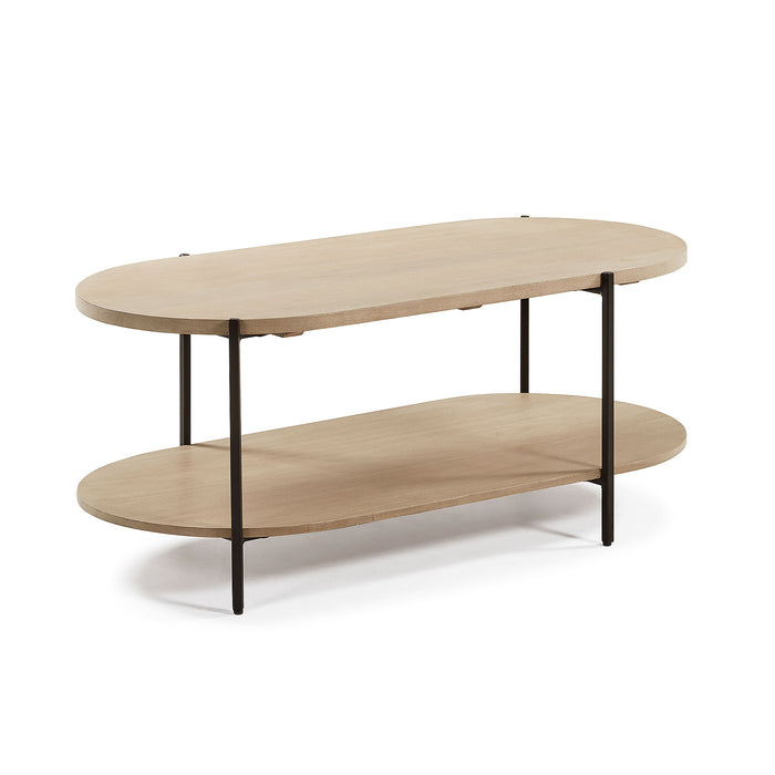 Mesa de centro Palmia 110 x 55 cm madera maciza de mango patas acero acabado negro