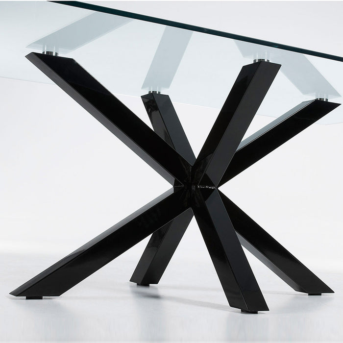 Mesa Argo 200 x 100 cm cristal patas de acero acabado negro