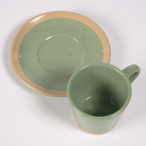 Taza de café con plato Tilia cerámica color verde claro