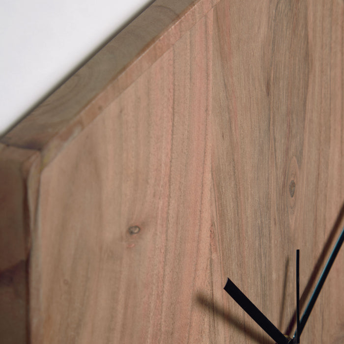 Reloj de pared hexagonal Zakie de madera maciza de acacia acabado natural 35 x 35 cm