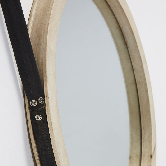 Espejo Grek de madera maciza de mango Ø 40 cm