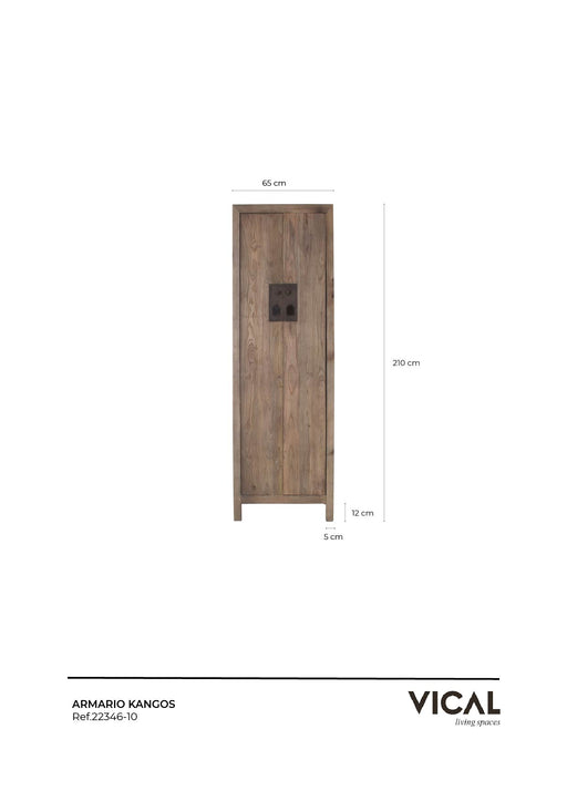Armario Rexit madera maciza y chapa mindi con ratán 90 x 160 cm