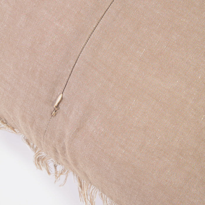 Funda cojín Abinadi de algodón y lino flecos beige 45 x 45 cm