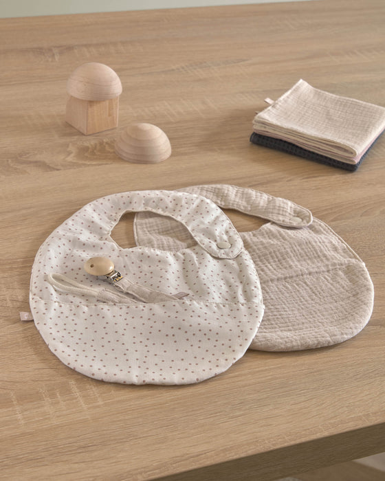 Set Indi de 3 toallas 100% algodón orgánico (GOTS) rosa beige y gris