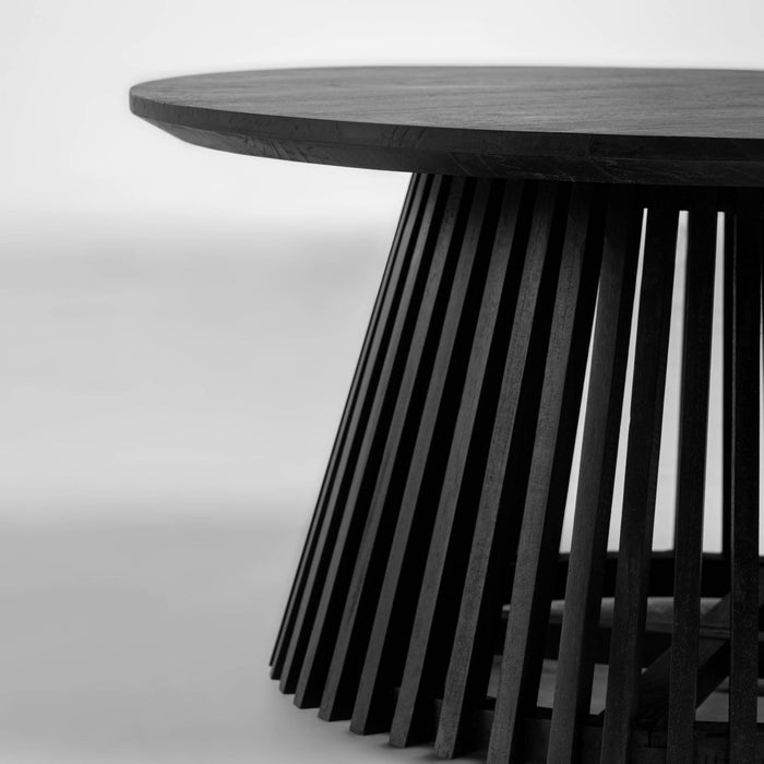 Mesa de centro Jeanette madera maciza de mindi negro Ø 80 cm