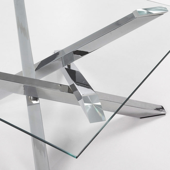 Mesa de centro Kamido cristal y patas de acero acabado cromado 90 x 90 cm