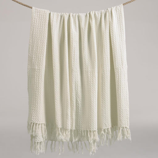 Manta Shallow 100% algodón blanco de 130 x 170 cm