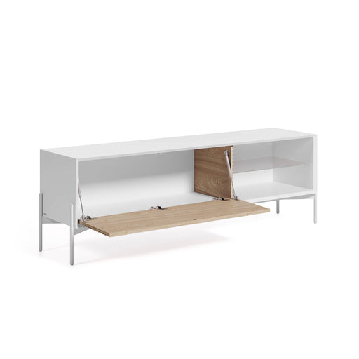 Mueble TV Marielle de chapa de fresno y lacado blanco 167 x 69 cm