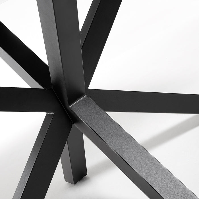 Mesa Argo 180 x 100 cm porcelánico Iron Corten patas de acero acabado negro