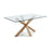 Mesa Argo 160 x 90 cm cristal patas de acero efecto madera