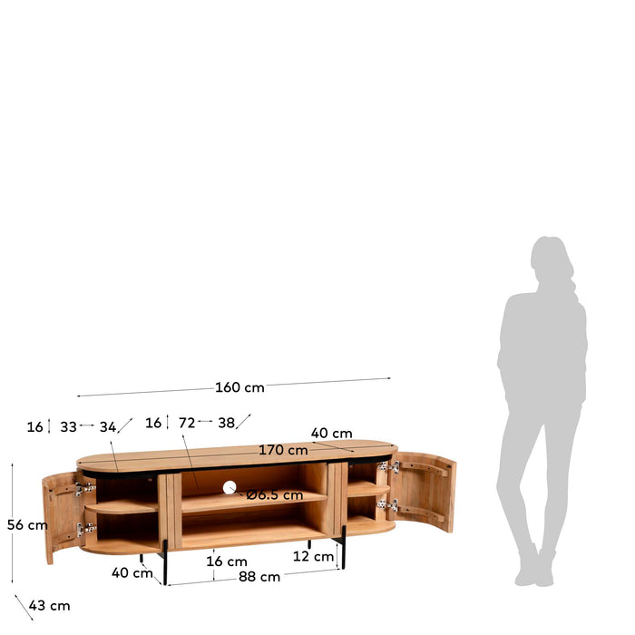 Mueble TV Licia de madera maciza de mango 160 x 56 cm