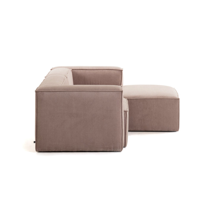 Sofá Blok 2 plazas chaise longue derecho pana rosa 240 cm