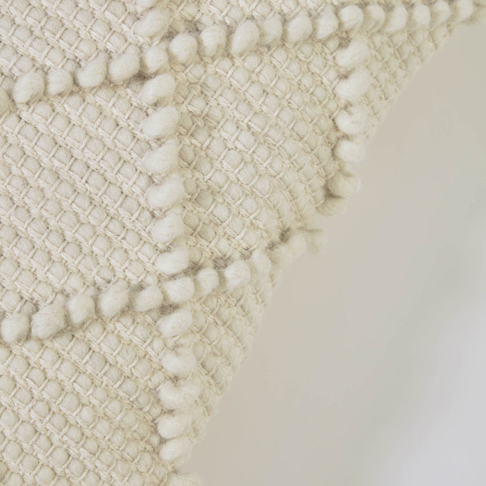 Funda cojín Kerenise de lana y algodón blanco 45 x 45 cm
