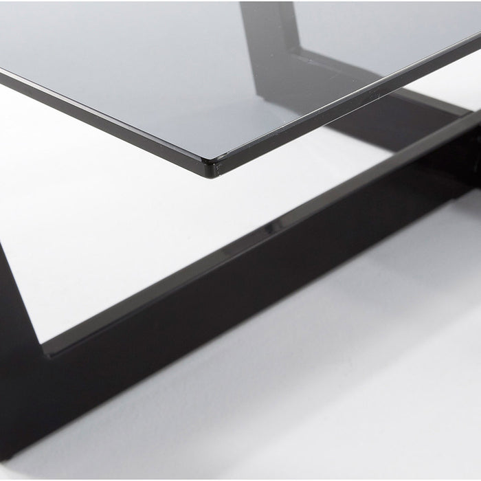 Mesa de centro Plam cristal negro y estructura de acero acabado negro 120 x 70 cm