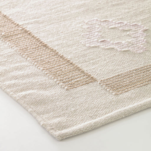 Alfombra Bibiana de lana y algodón beige con estampado 160 x 230 cm