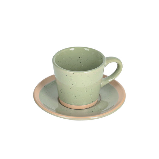 Taza de café con plato Tilia cerámica color verde claro