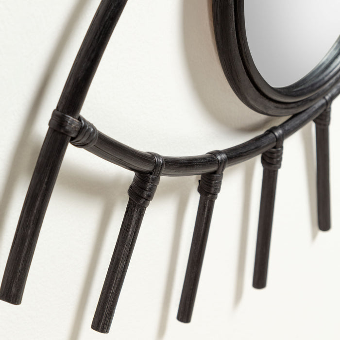 Espejo Maela de ratán 72 x 45 cm negro