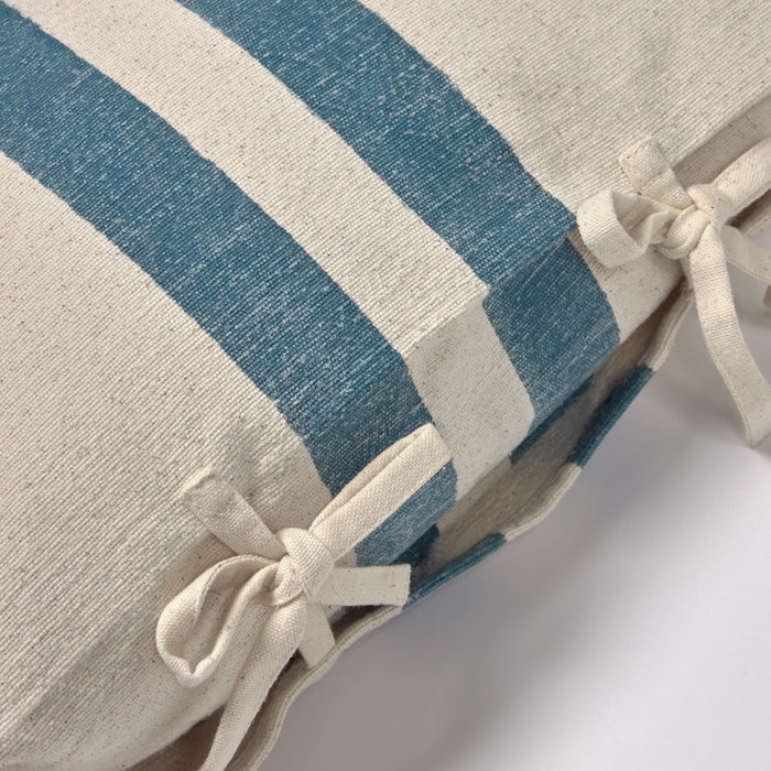 Funda cojín Ziza 100% algodón rayas gruesas azul y blanco 45 x 45 cm