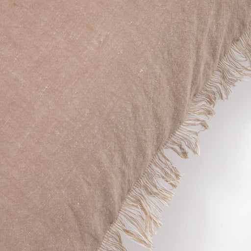 Funda cojín Abinadi de algodón y lino flecos beige 45 x 45 cm
