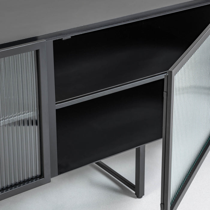 Mueble TV Trixie acero con acabado negro 180 x 58 cm