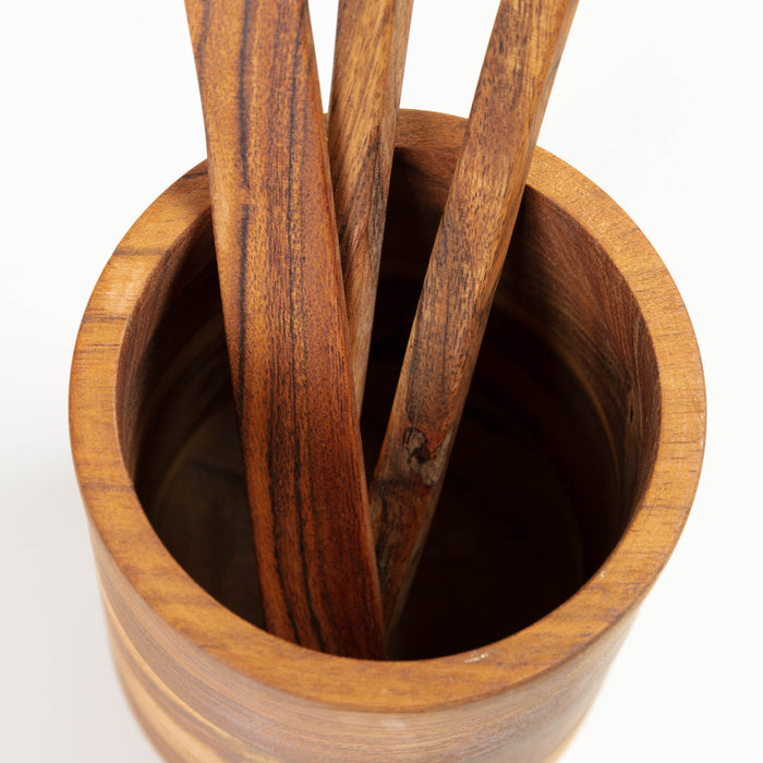 Porta utensilios de cocina Yanila madera maciza acacia
