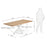 Mesa Argo 220 x 100 cm roble natural patas de acero acabado blanco